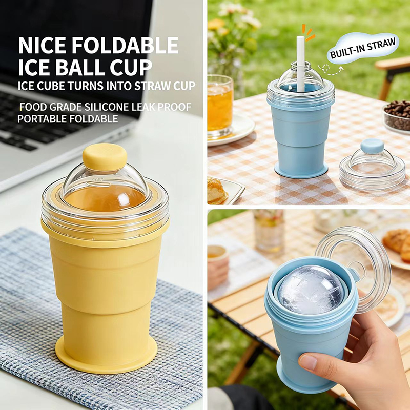 Ice Mold Sphere - BOLTIFY 2-in-1 Collapsible Silicone Ice Ball