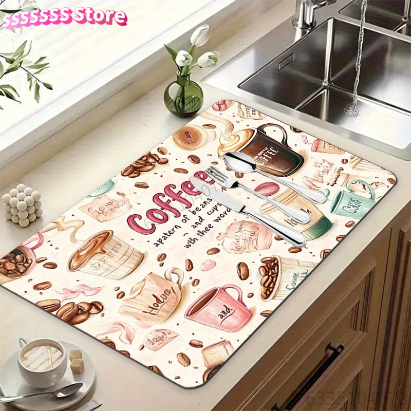 Coffee Cup Pattern Absorbent M - огляд і ціна Bar Mat Rubber