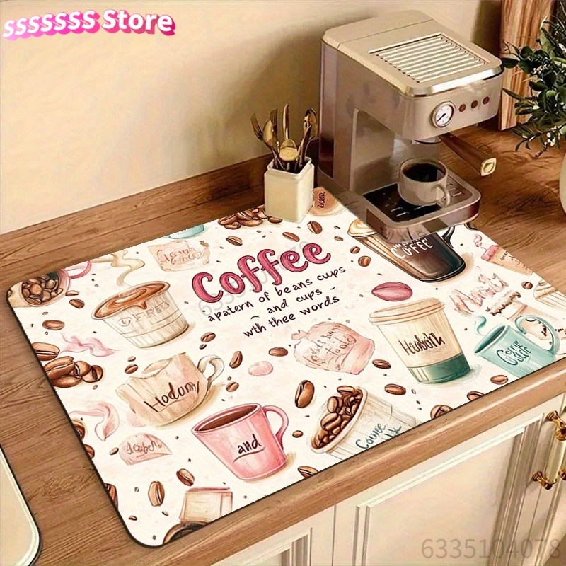 Coffee Cup Pattern Absorbent M - огляд і ціна Bar Mat Rubber