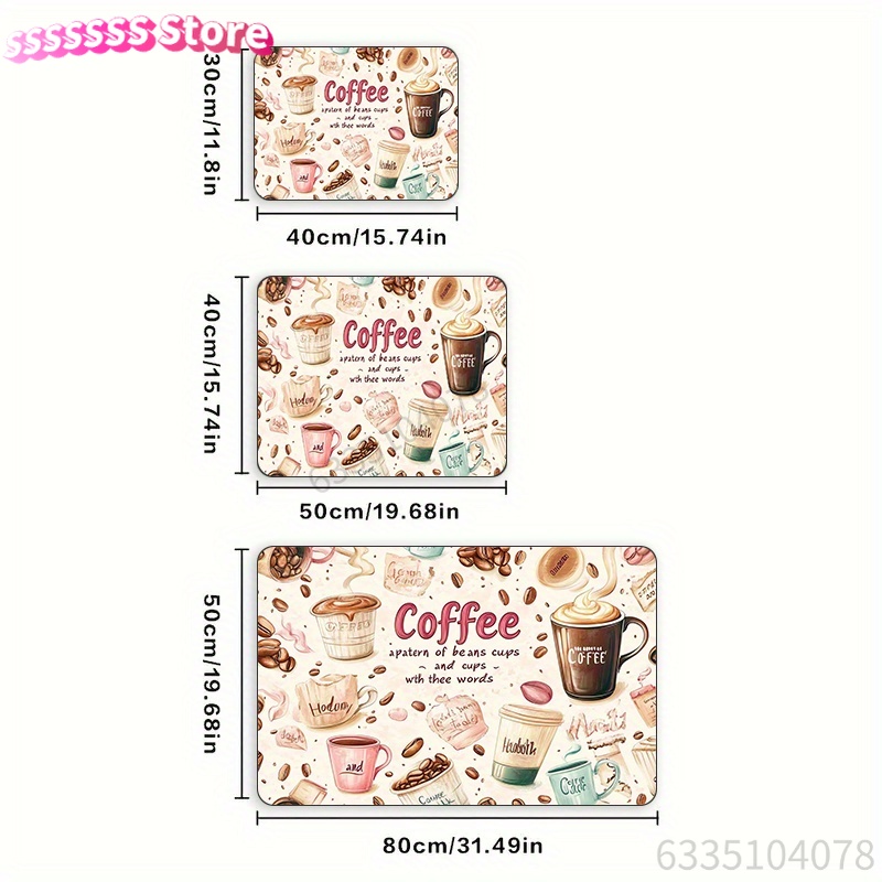 Coffee Cup Pattern Absorbent M - огляд і ціна Bar Mat Rubber